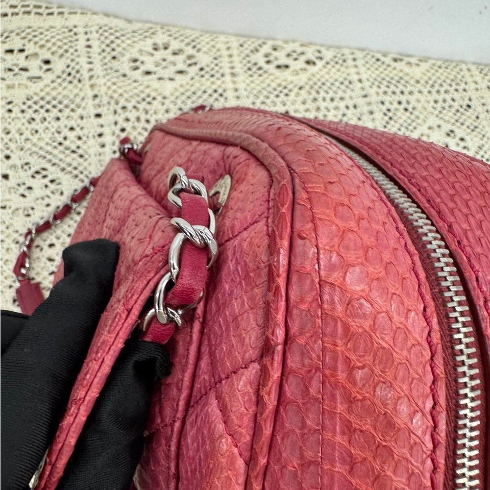 Chanel Red Python Quilted Classic Shoulder Bag - Picture 15 of 16